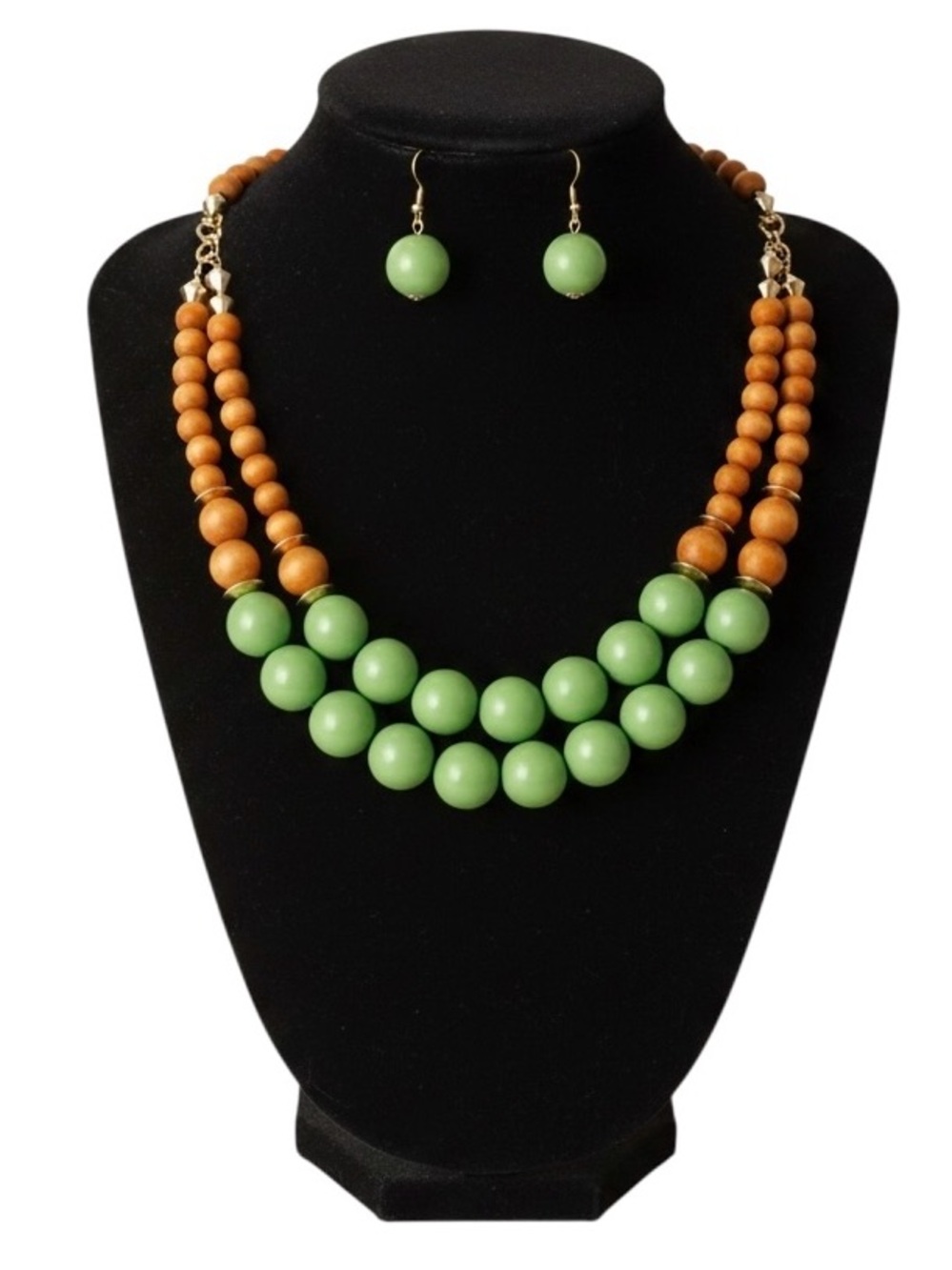 (NWT) Wooden Bead Layered Necklace Set